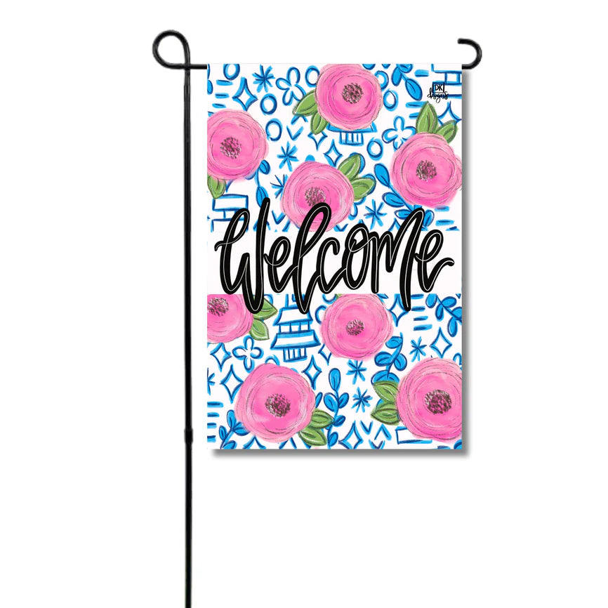 Welcome Floral Garden Flag Glam
