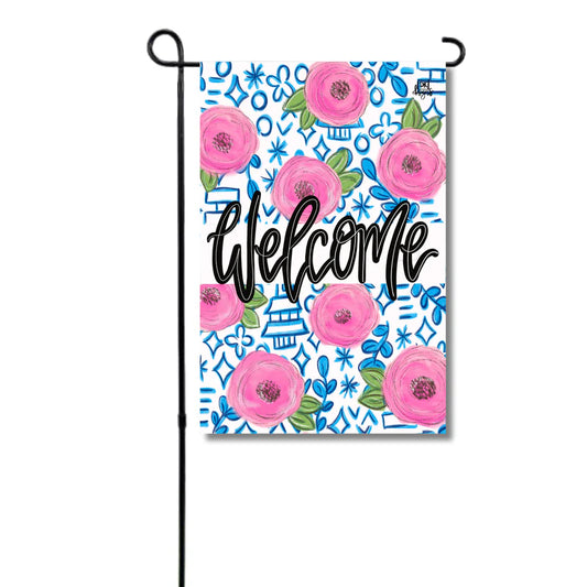 Welcome Floral Garden Flag Glam