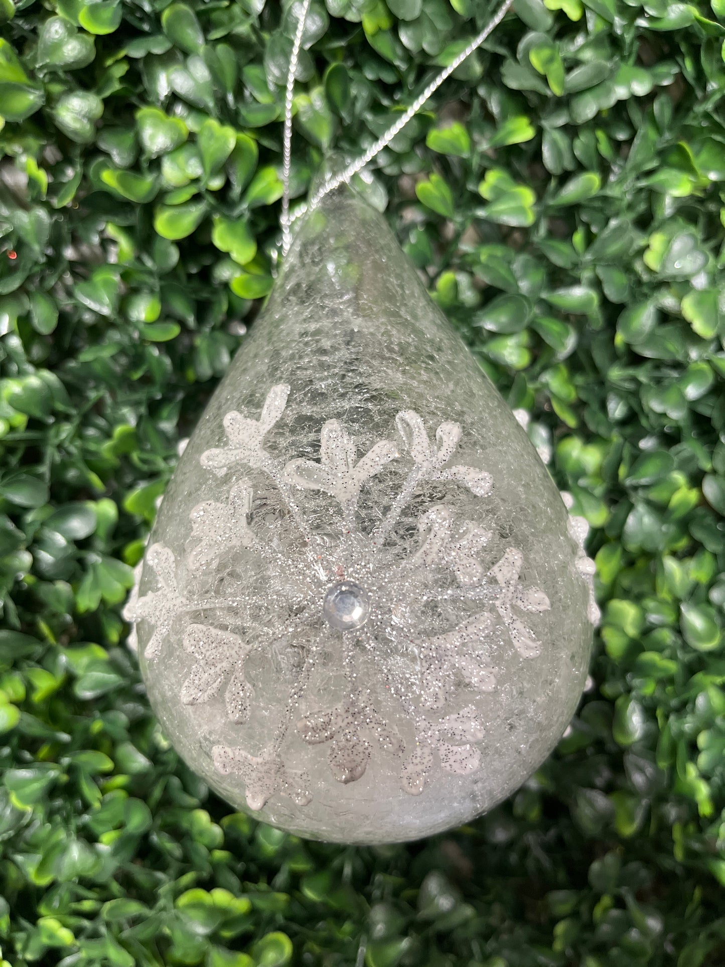 Sparkle Snowflake Crackled Ornament