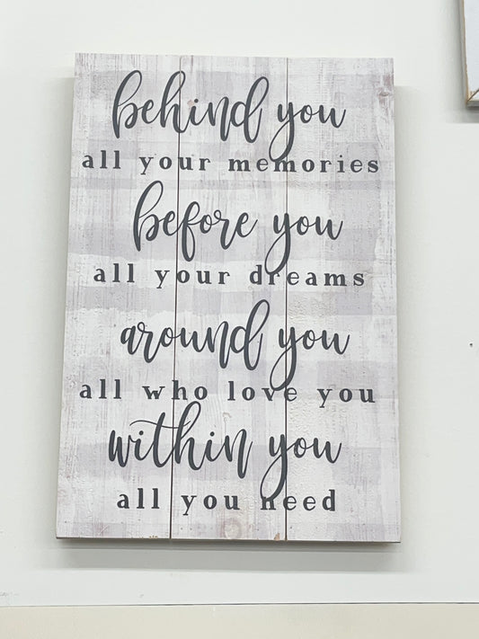 Behind You Wood Plank Sign