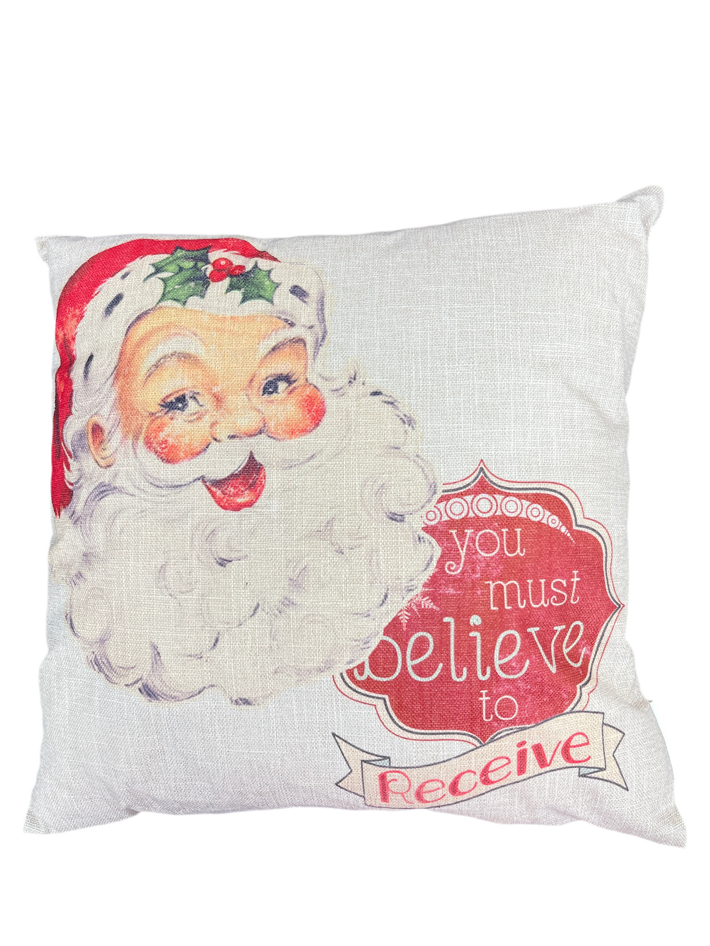 Fabric Vintage Santa Accent Pillow