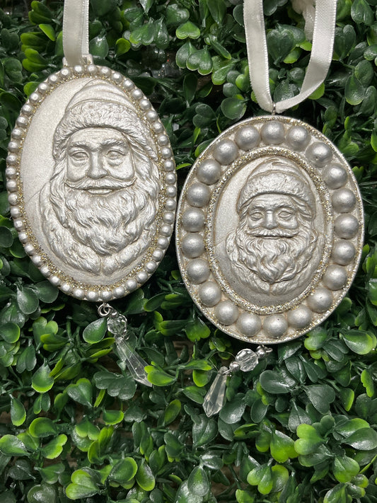 Silver Santa Ornament With Dangle 2 Assorted Styles