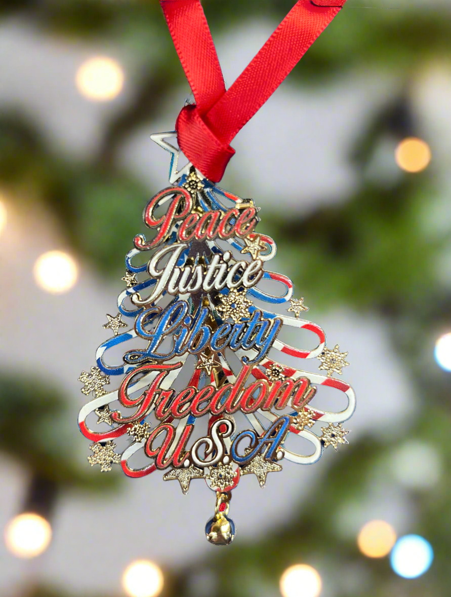 Patriotic Metal Etched Ornaments