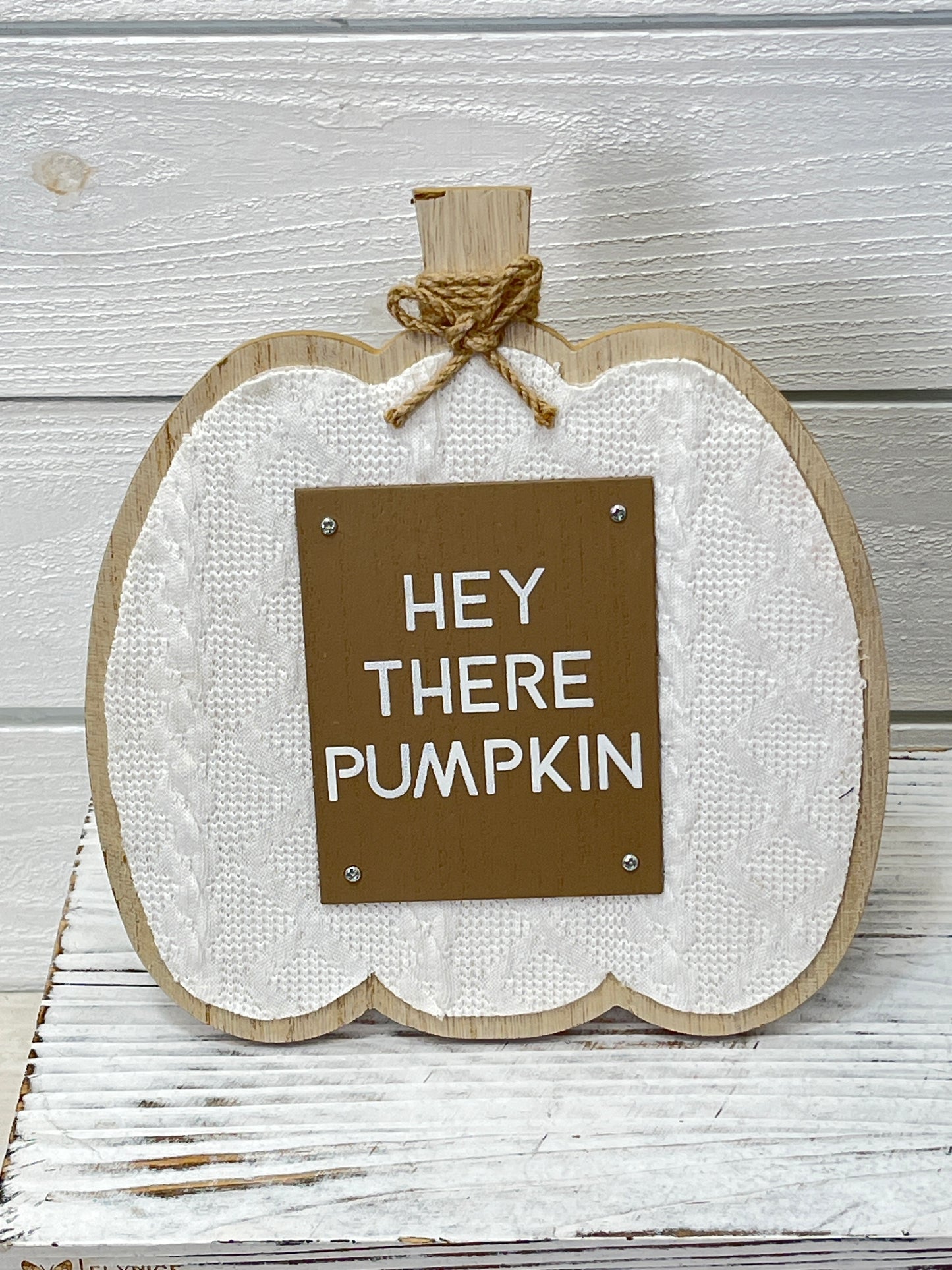 Wood Pumpkin Shape Printed Fabric Easel Sign