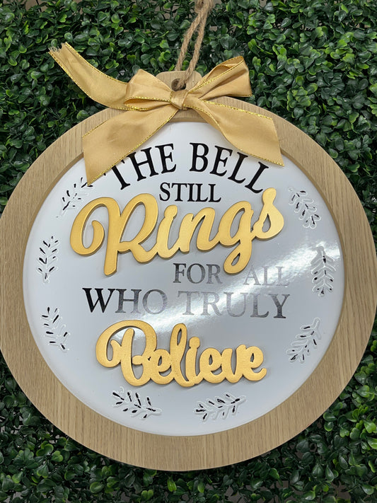 White Punch Tin Bells Ring Believe Ornament Wall Hanger