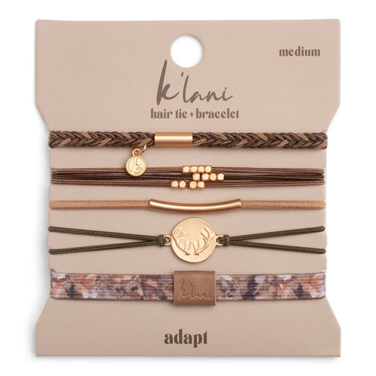 K'Lani "Adapt" Camouflage with Antler Charm Hair Tie Bracelets