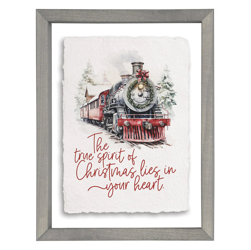 True Spirit Christmas Train Wood Framed Picture