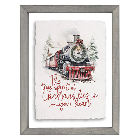 True Spirit Christmas Train Wood Framed Picture