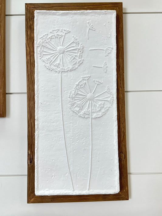 Wood Frame Resin Floral Design Wall Art