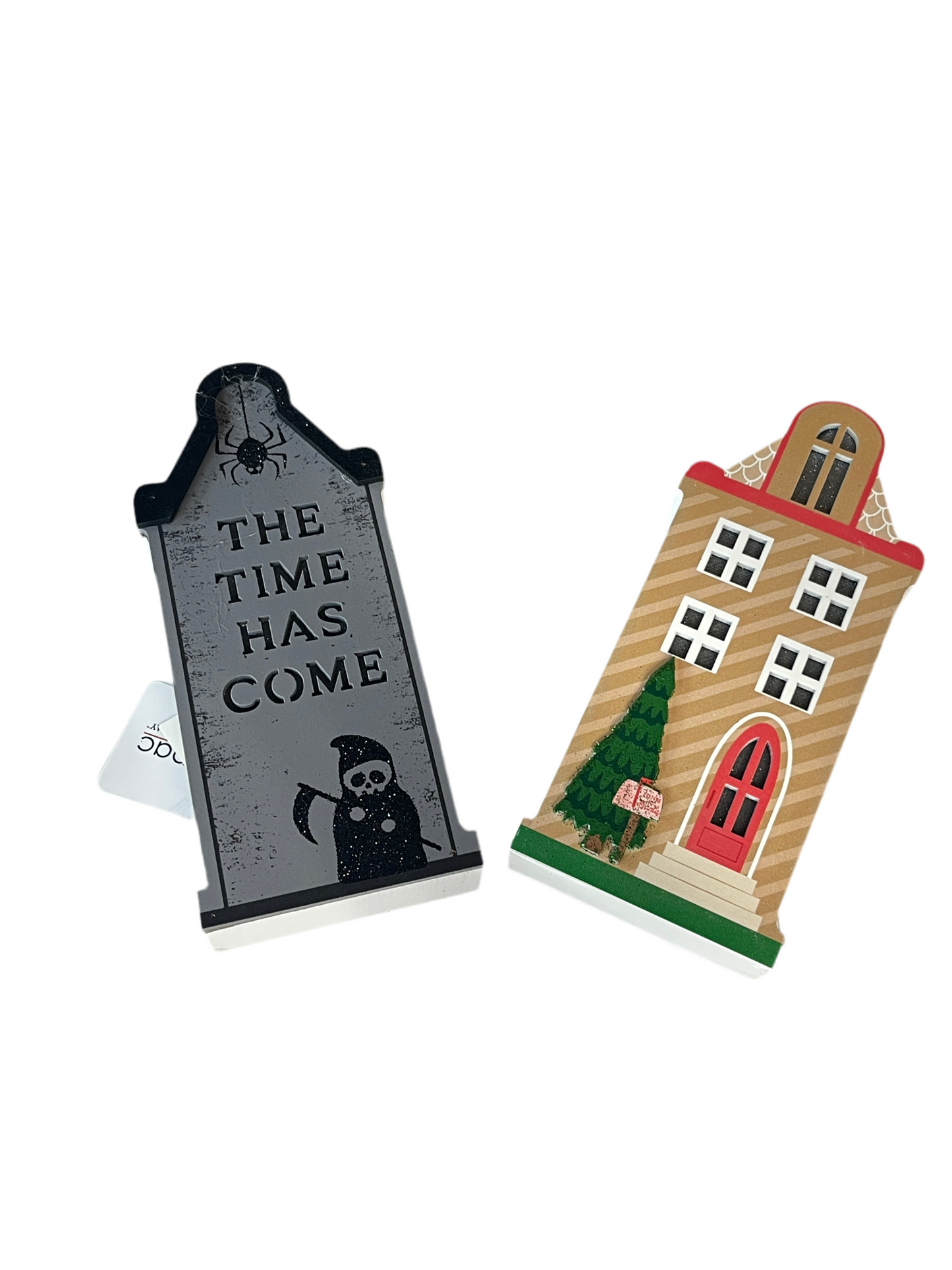 Reversible Light Up Wooden Halloween Decor