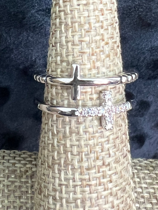 R.S. Covenant Double Cross Cubic Zirconia Ring Style 6647