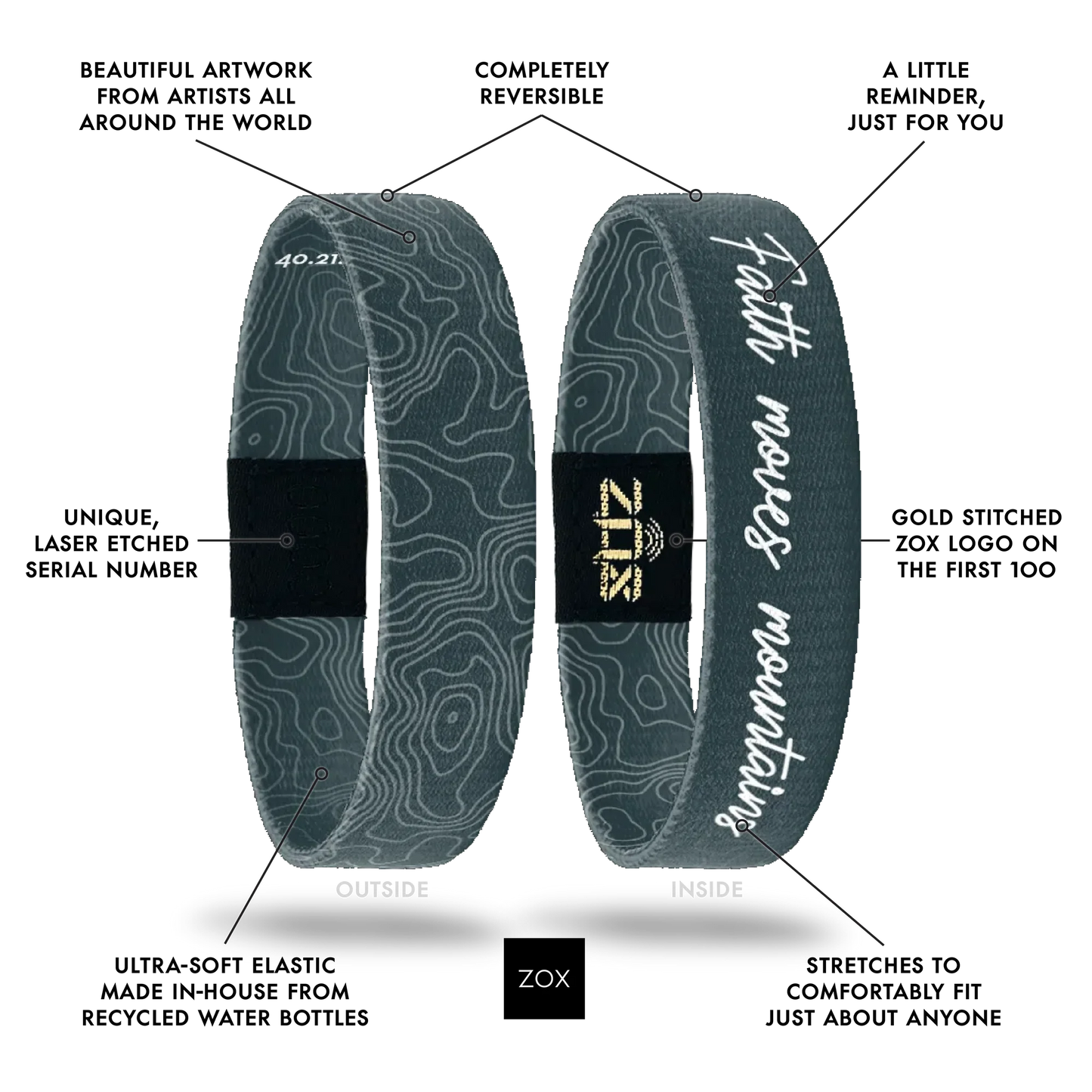 ZOX Faith Moves Mountains Bible Verse Interactive Bracelet