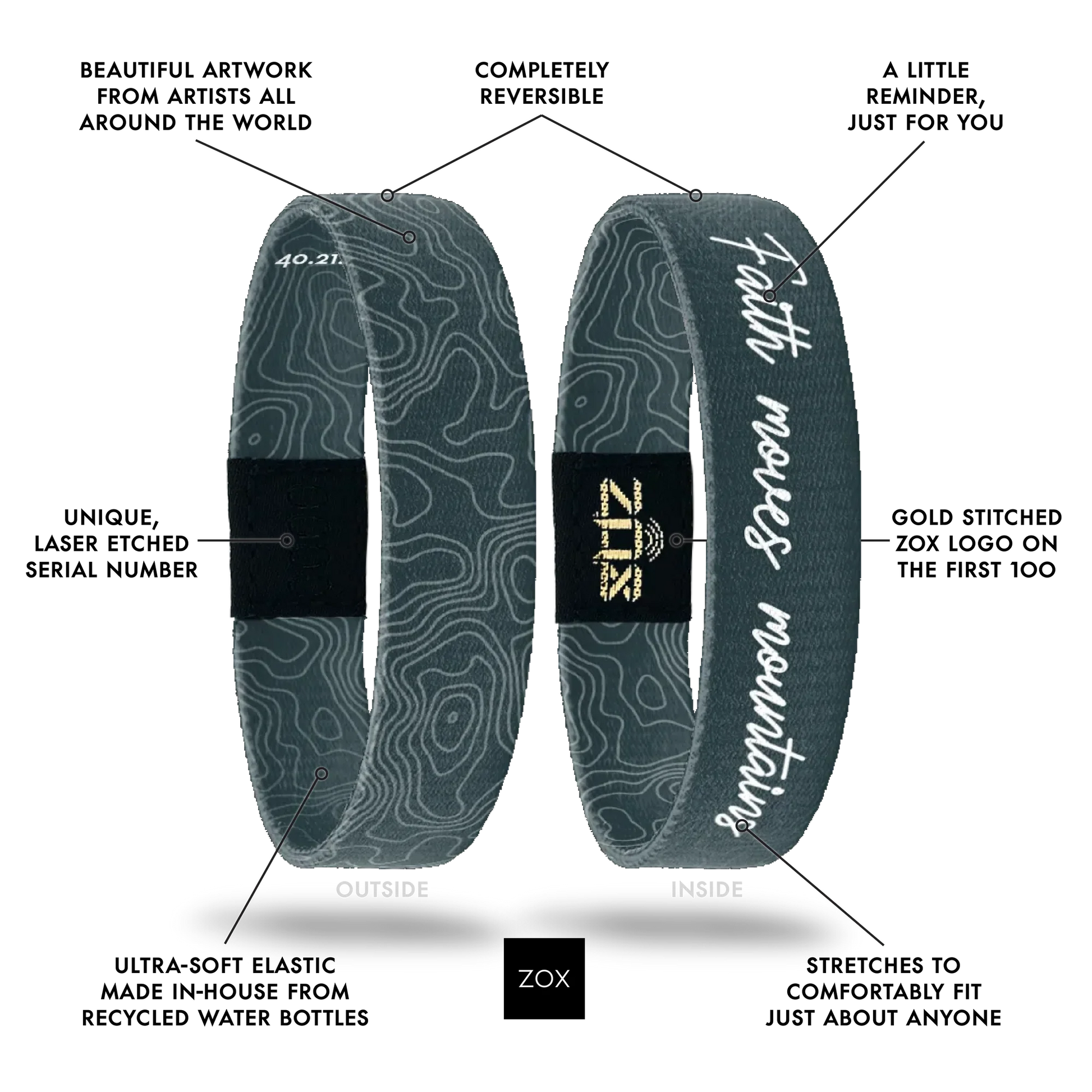ZOX Faith Moves Mountains Bible Verse Interactive Bracelet