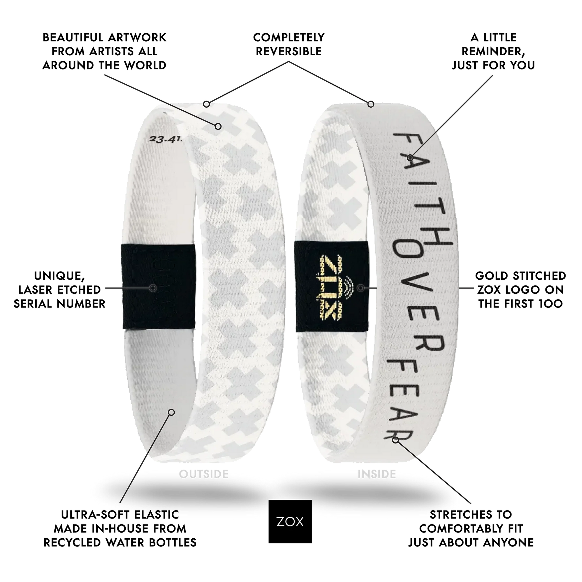 ZOX Faith Over Fear Bible Verse Interactive Bracelet