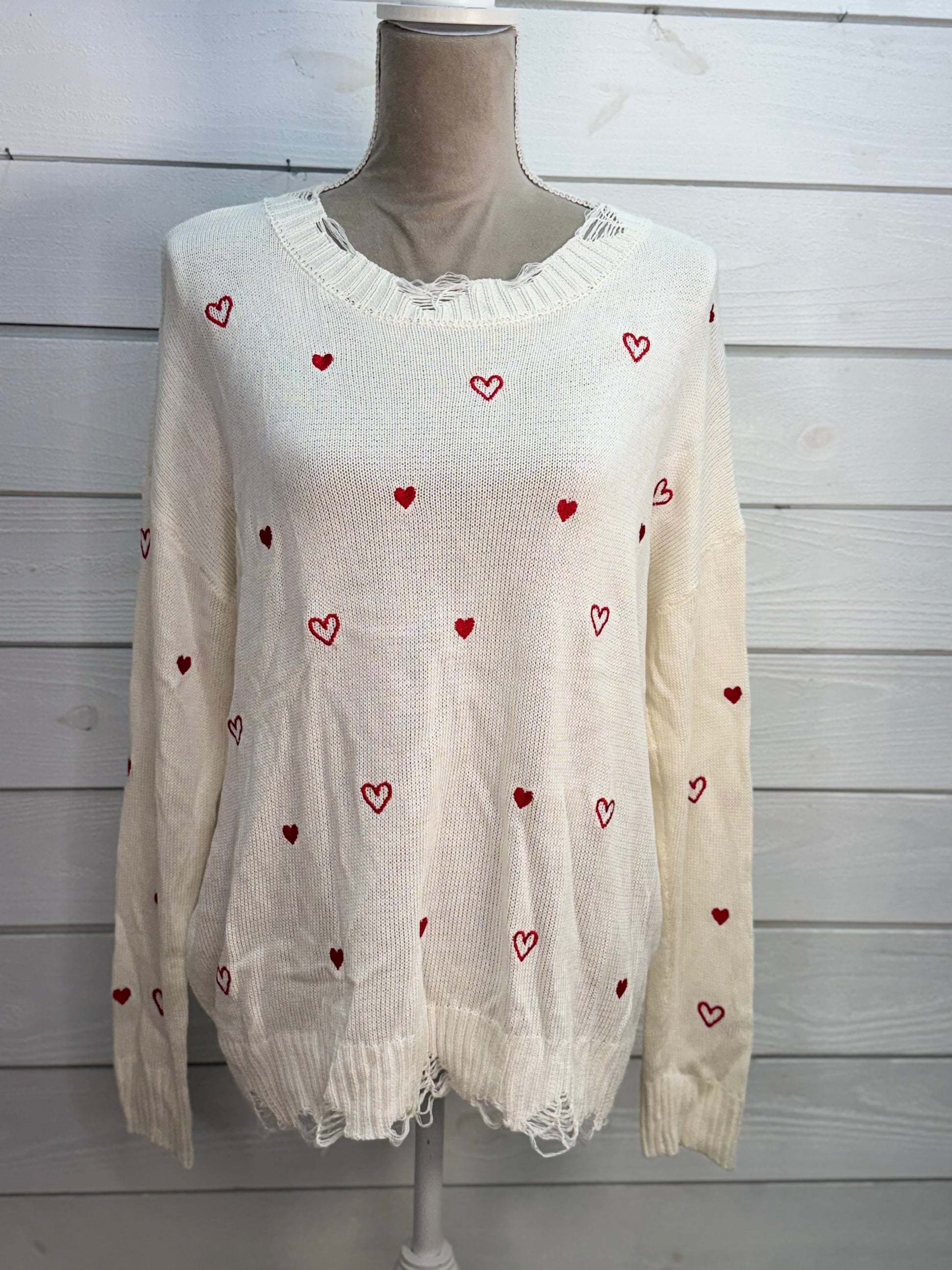 Distressed Heart Sweater