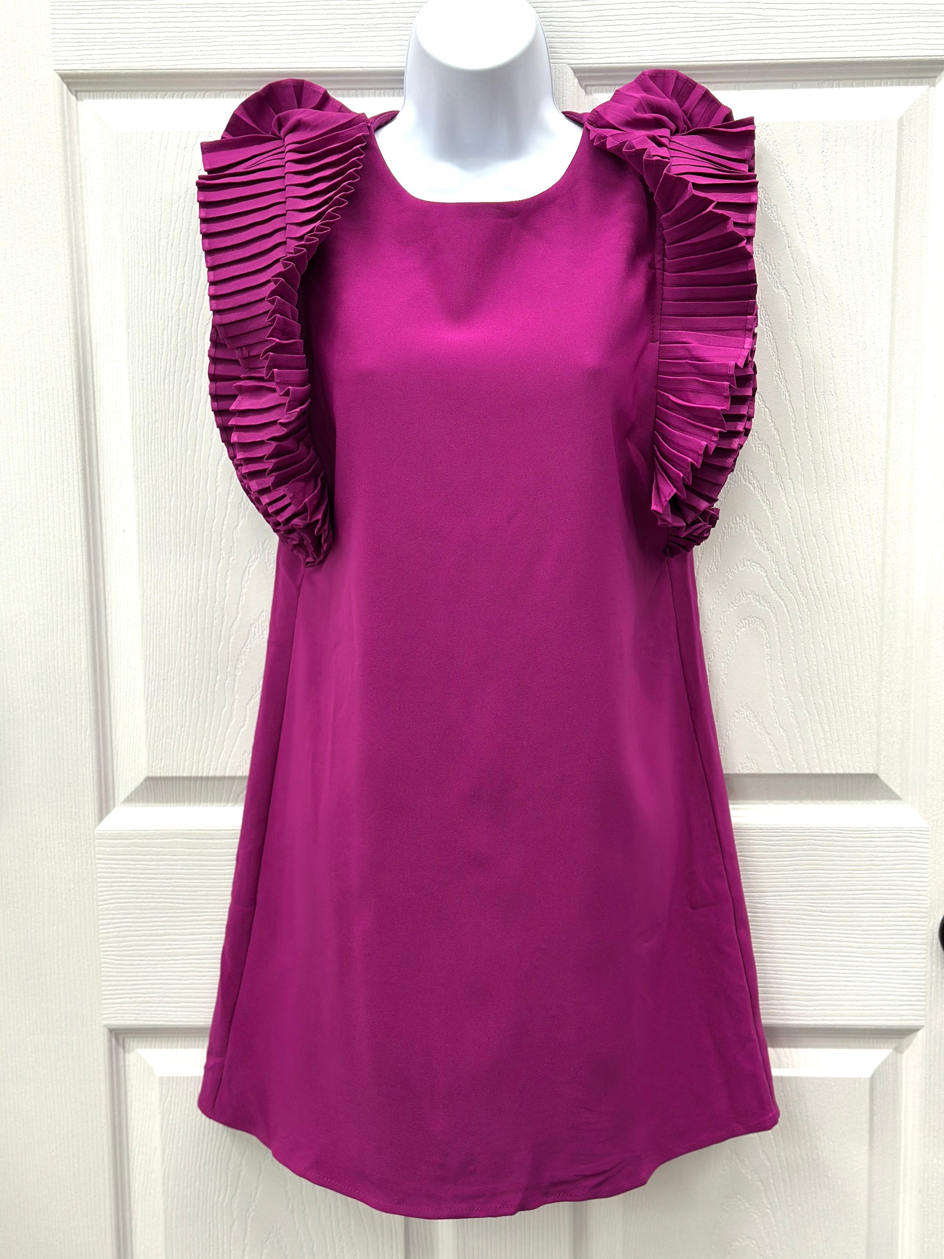 Magenta Pleated Accent Dress