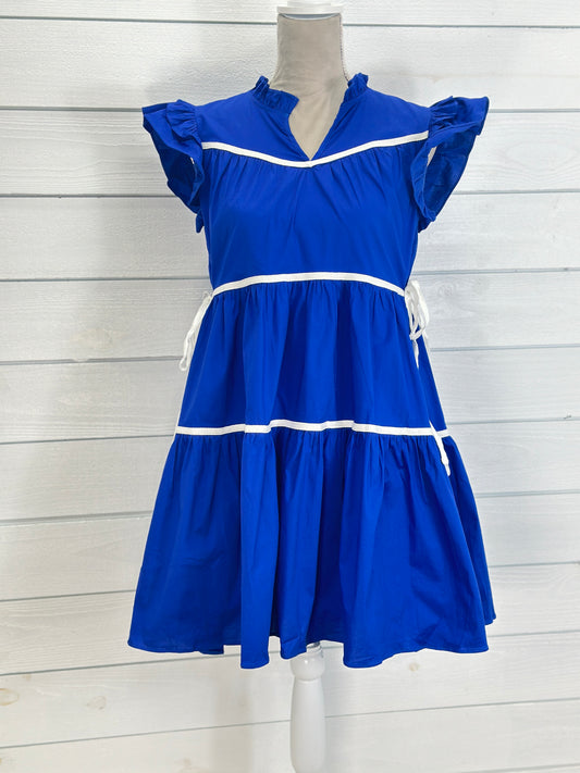 Royal Blue Layer Dress with Side Tie Bows