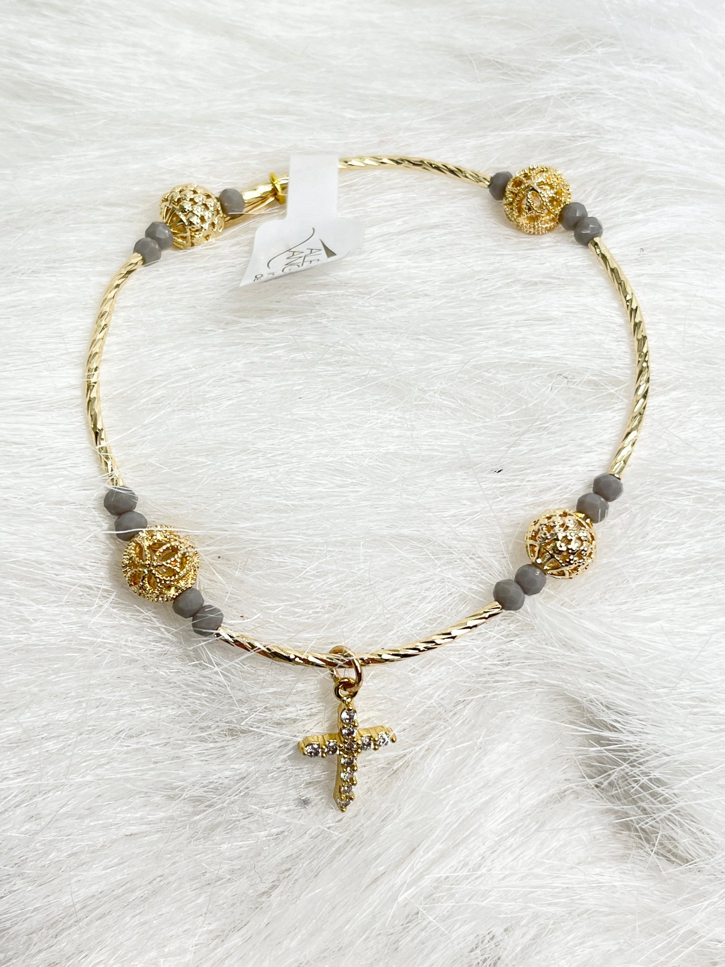 Gold Bracelets With Crystal Cross Charm