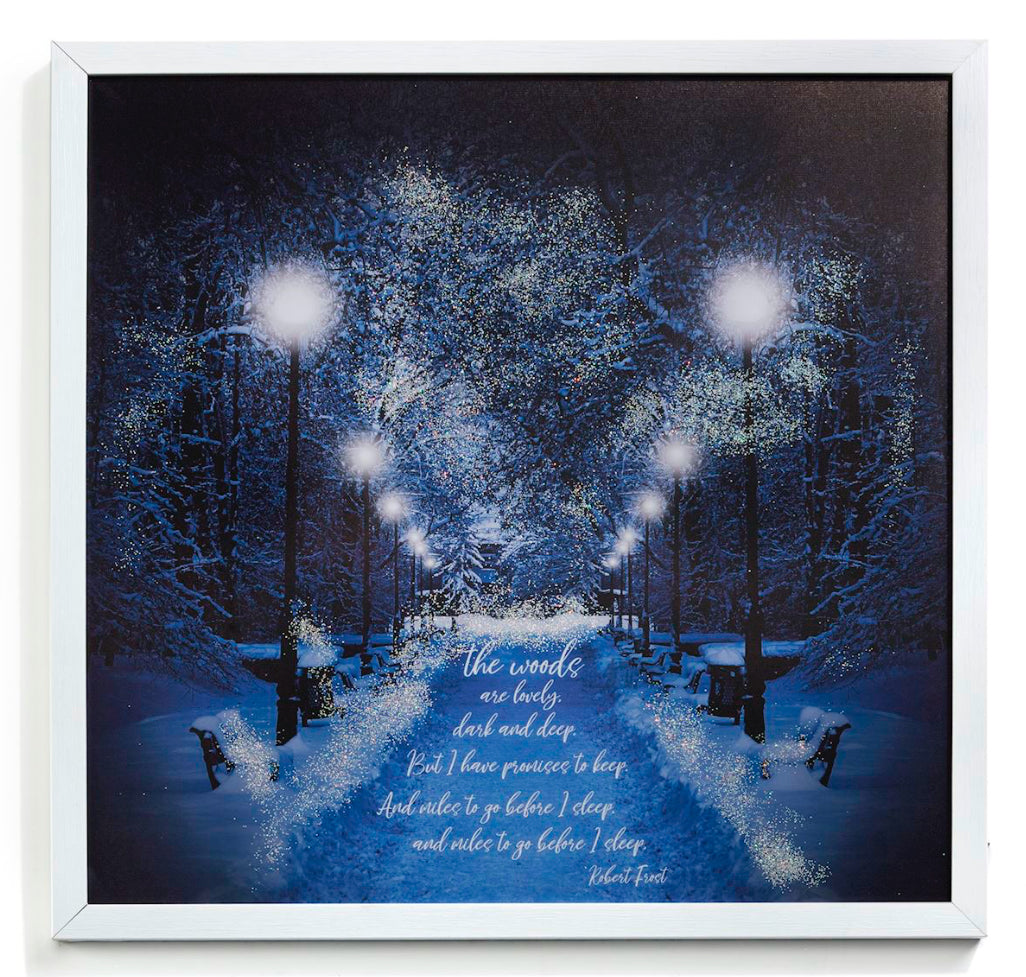 The Woods Square White Framed Canvas LED