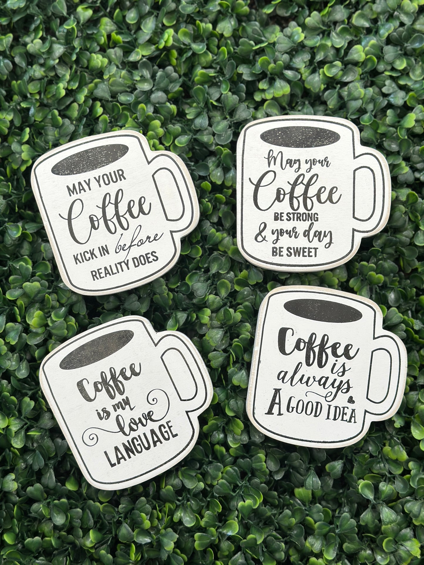 Wood Coffee Design Coaster Set