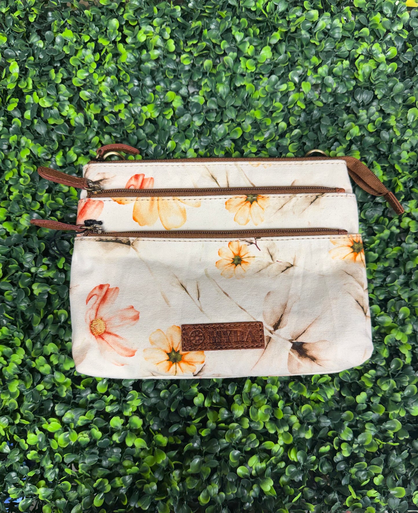 Maple Ridge Cotton & Leather Crossbody Bag In Powder Sky