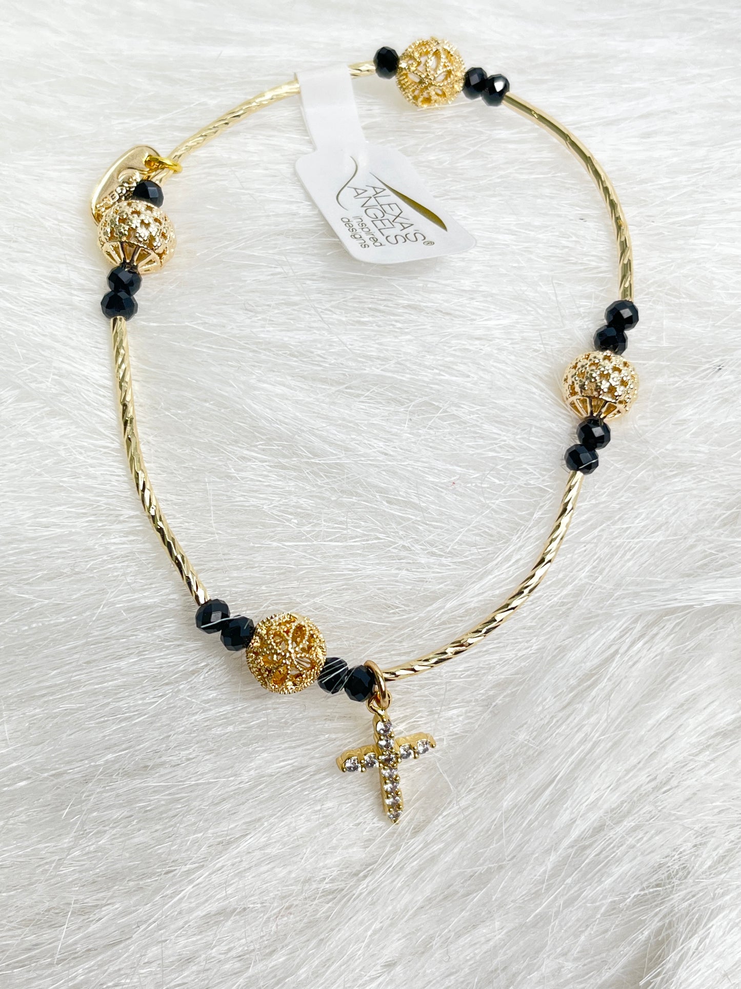 Gold Bracelets With Crystal Cross Charm