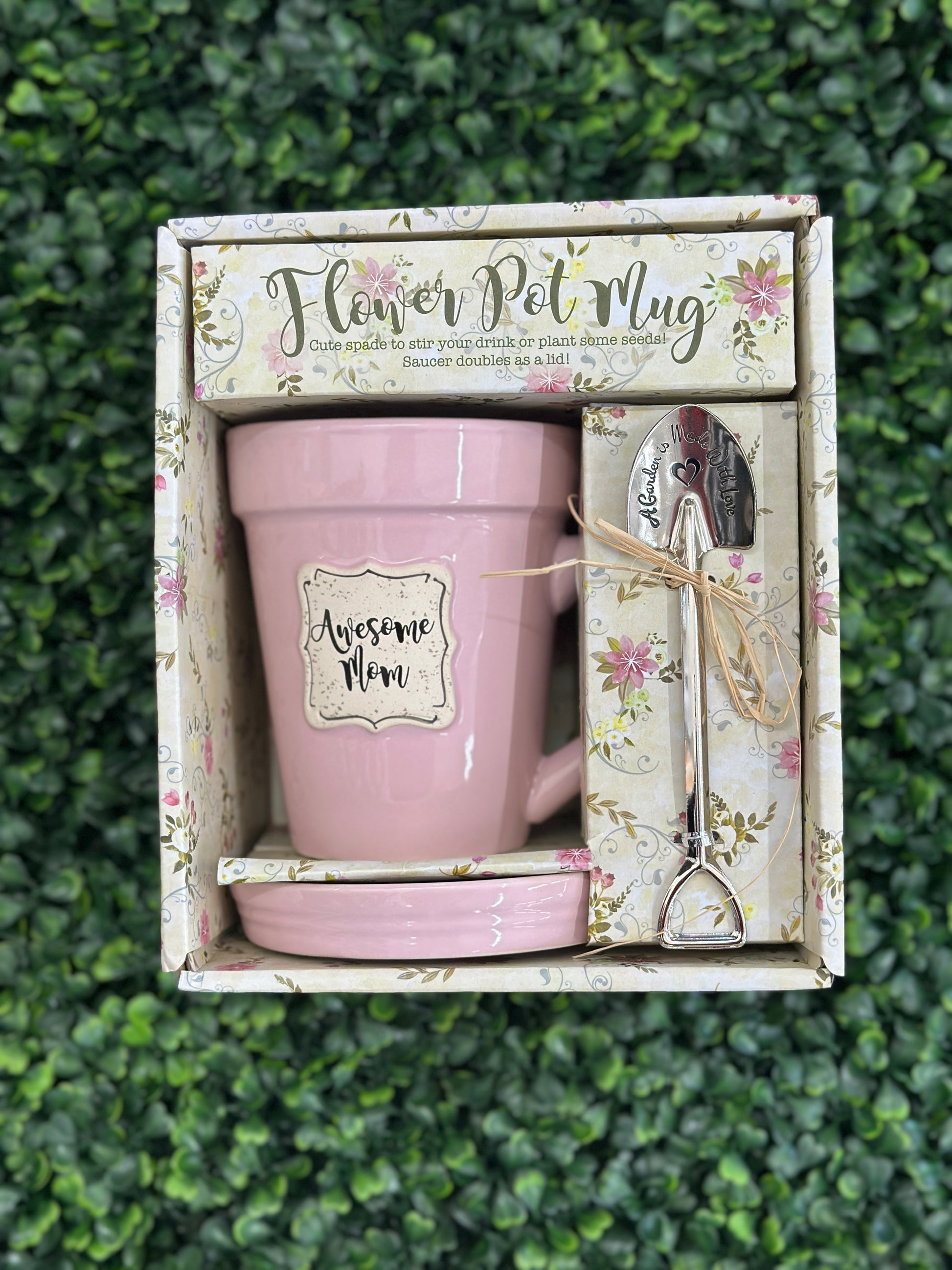 Awesome Mom Pink Flower Pot Mug