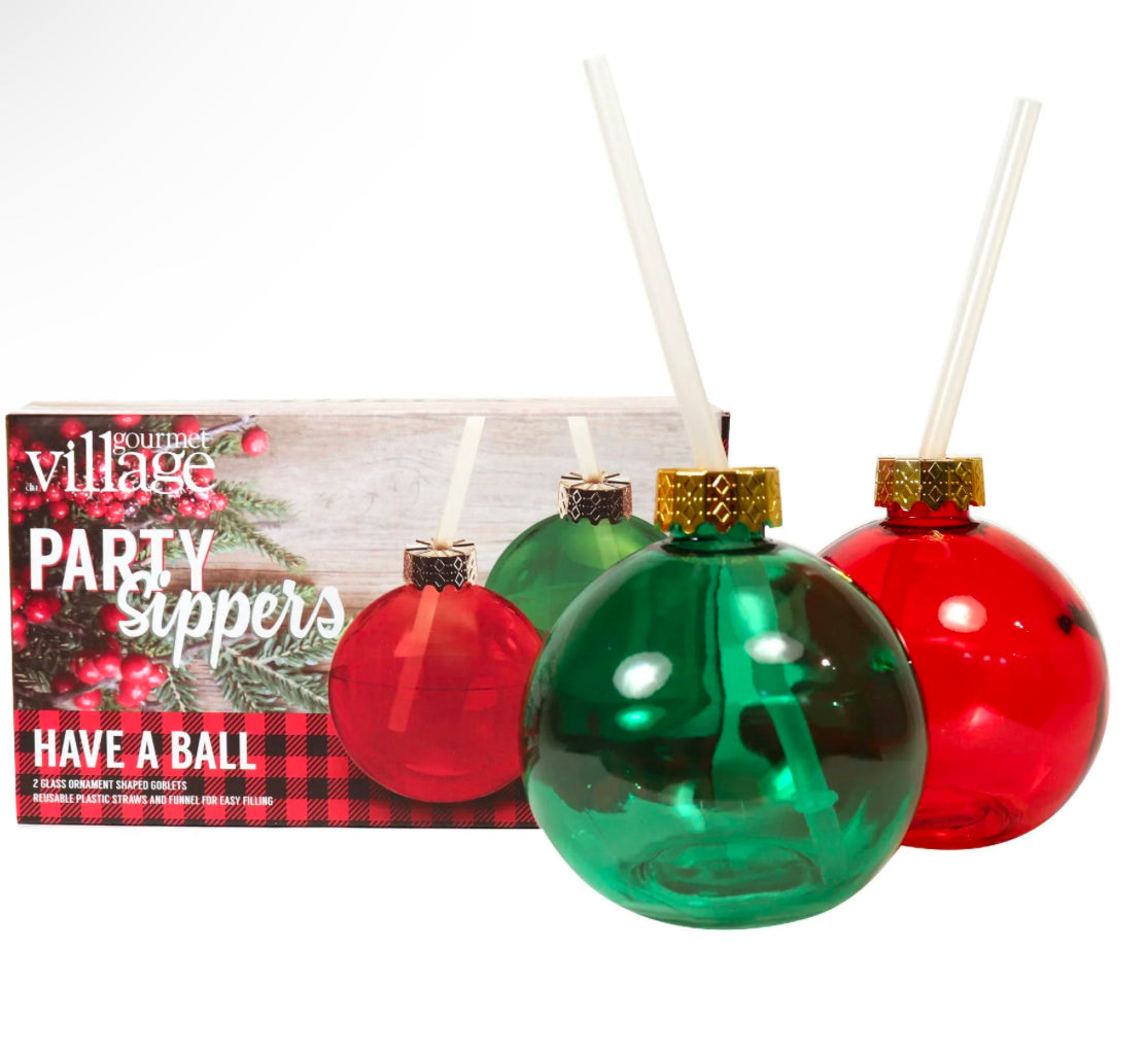Glass Christmas Ball Party Sippers