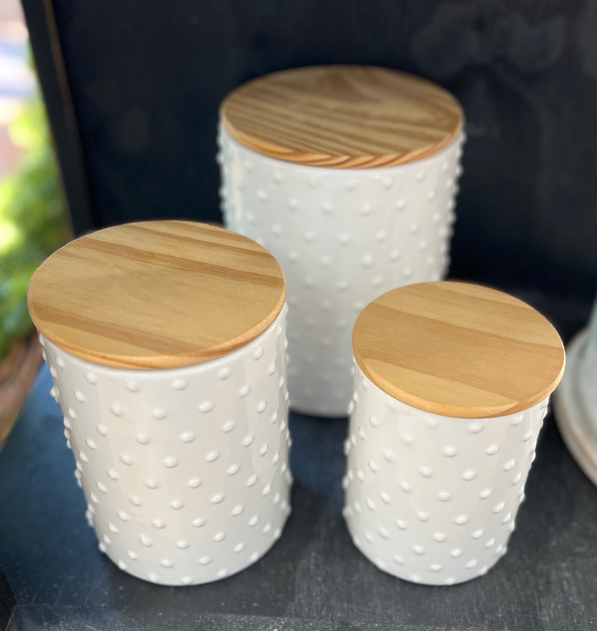 Hobnail Canisters Set Of Three