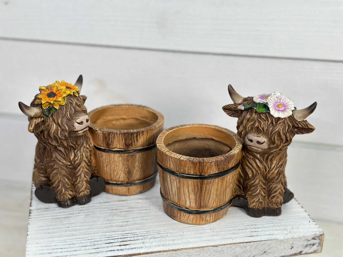 Hairy Cow Planter With Flower On Head