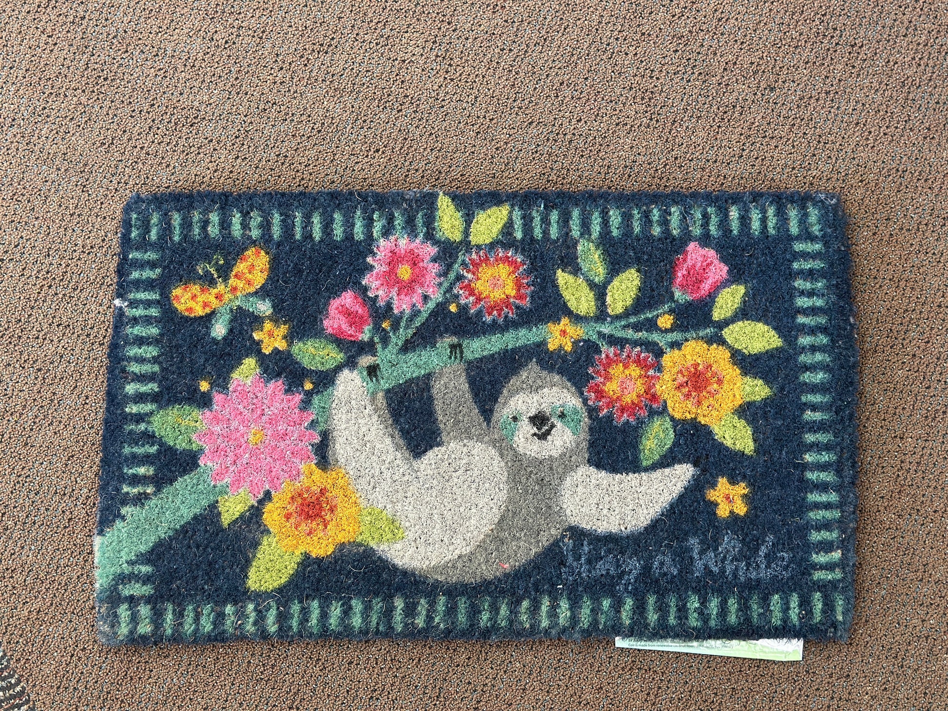 Sloth Let's Hang Coir Doormat