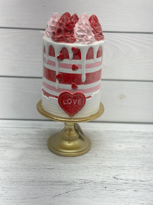 Valentine Cake on Gold Stand