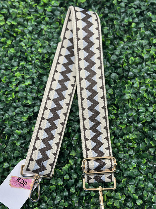 Black Tan Chevron Pattern Guitar Bag Strap