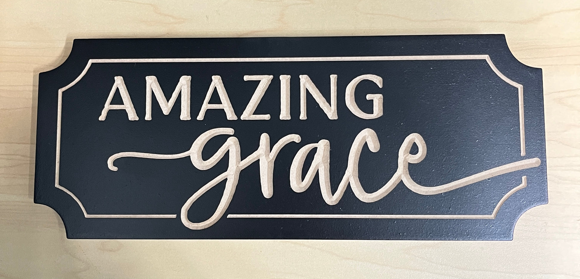 Amazing Grace Black Wood Block Sign