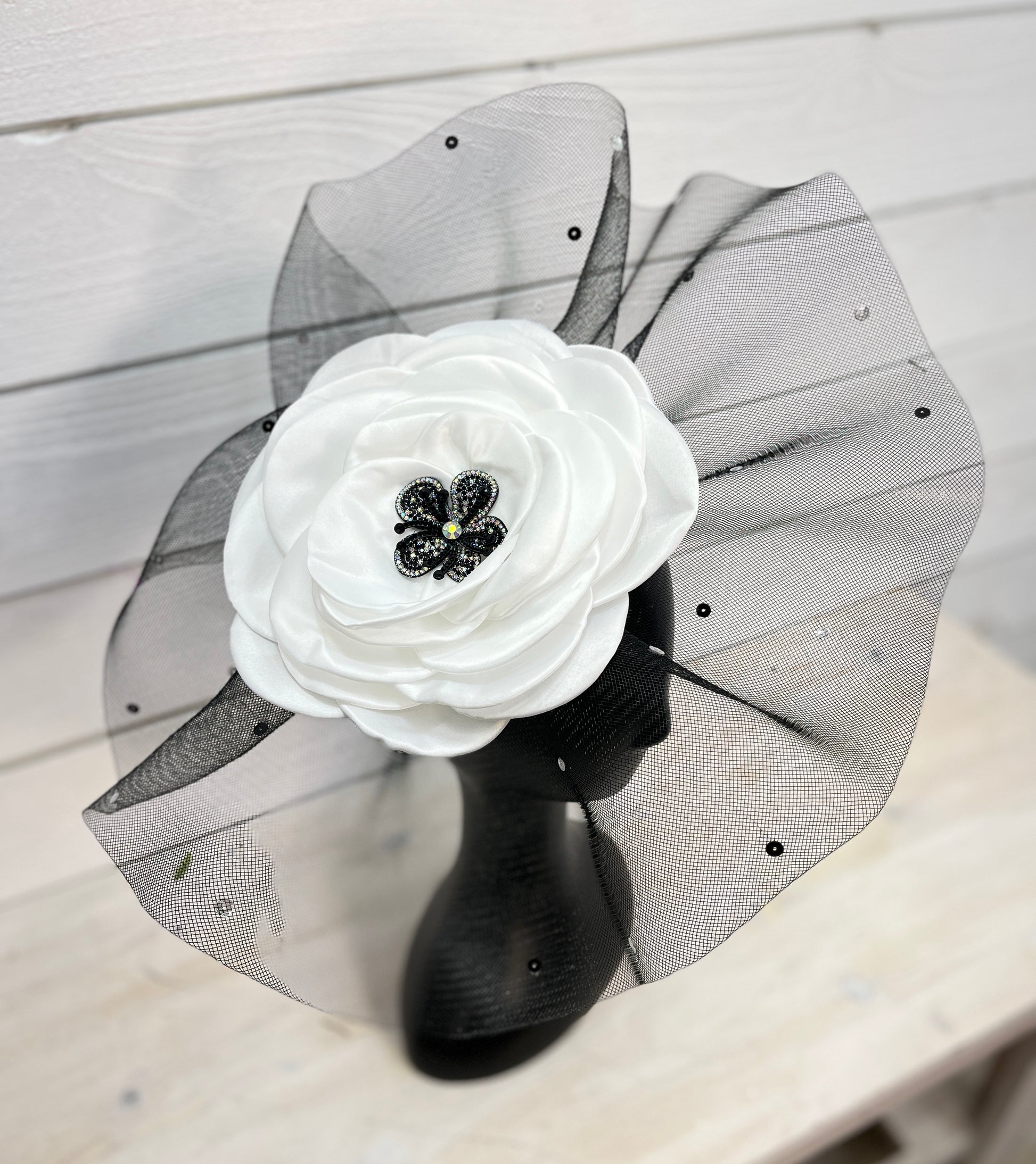 Black and White Coco Derby Headband Fascinator