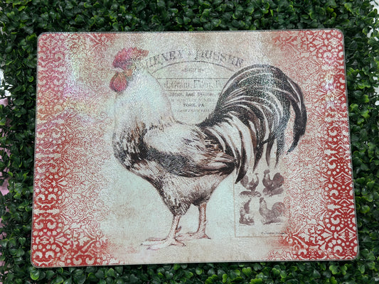 Rooster Glass Cutting Board