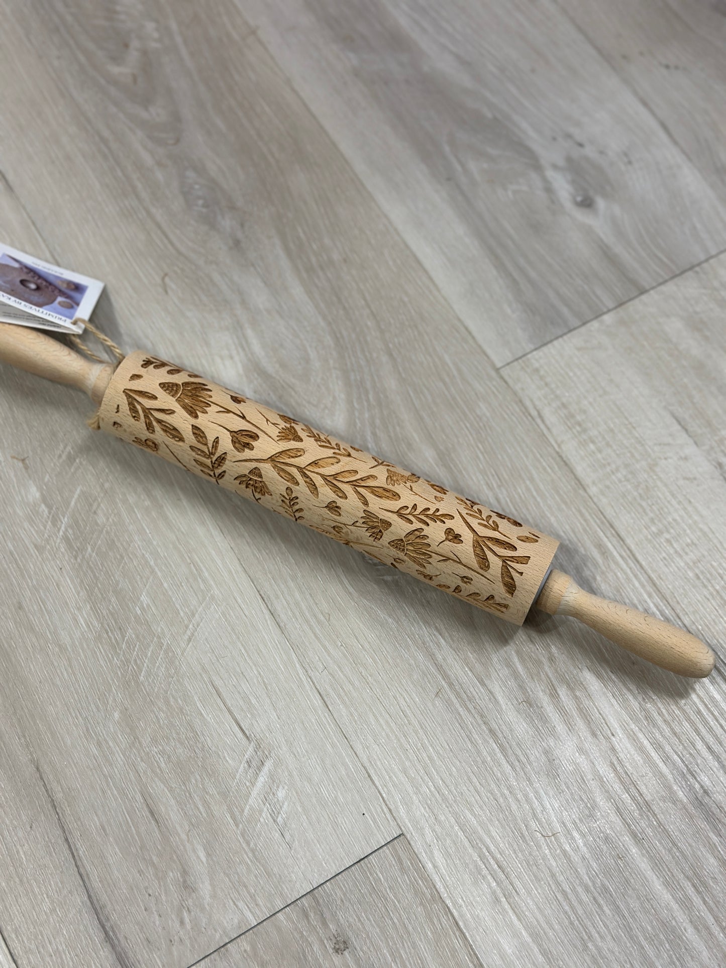 Large Wooden Floral Rolling Pin