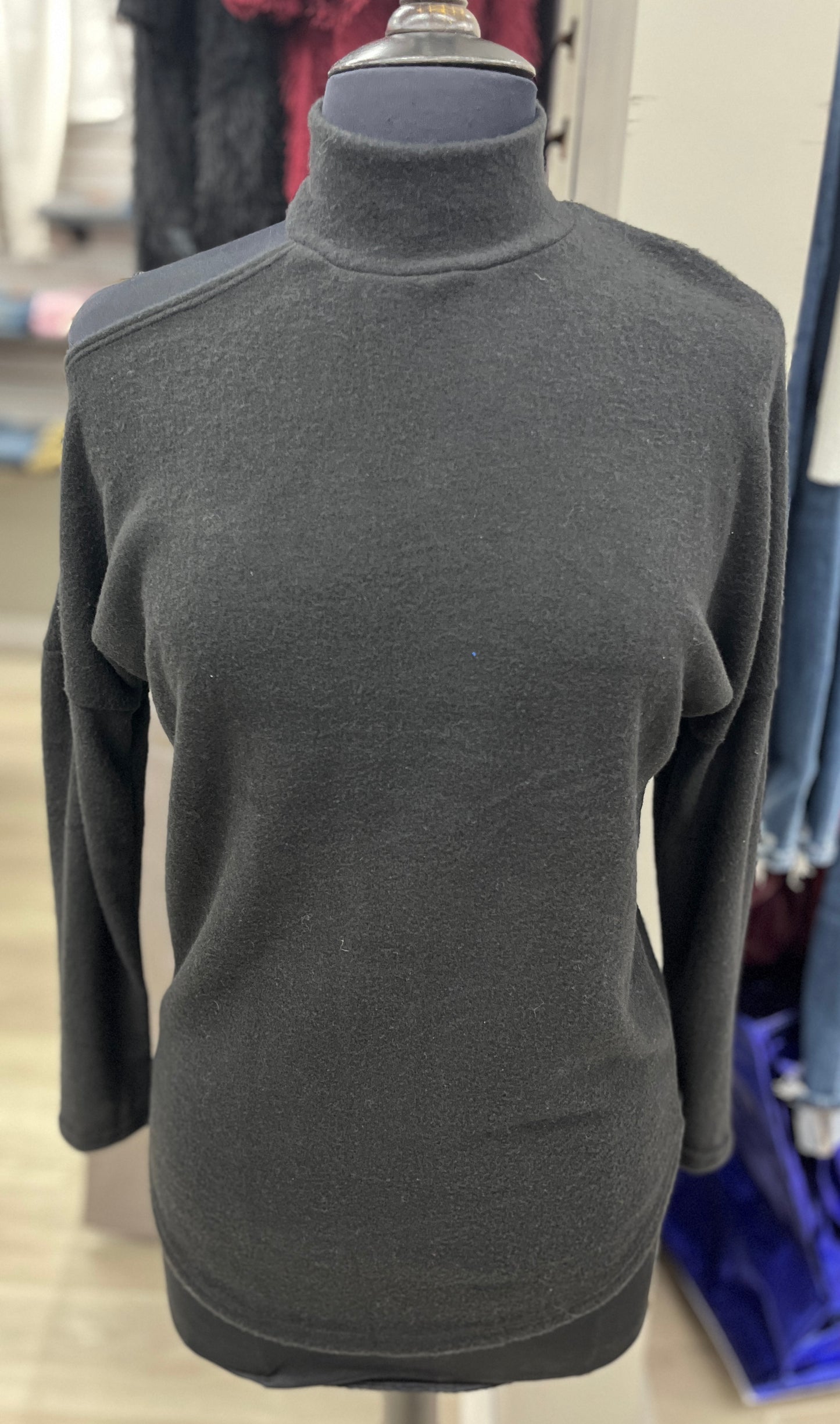 Soft One Shoulder Sweater With High Neck