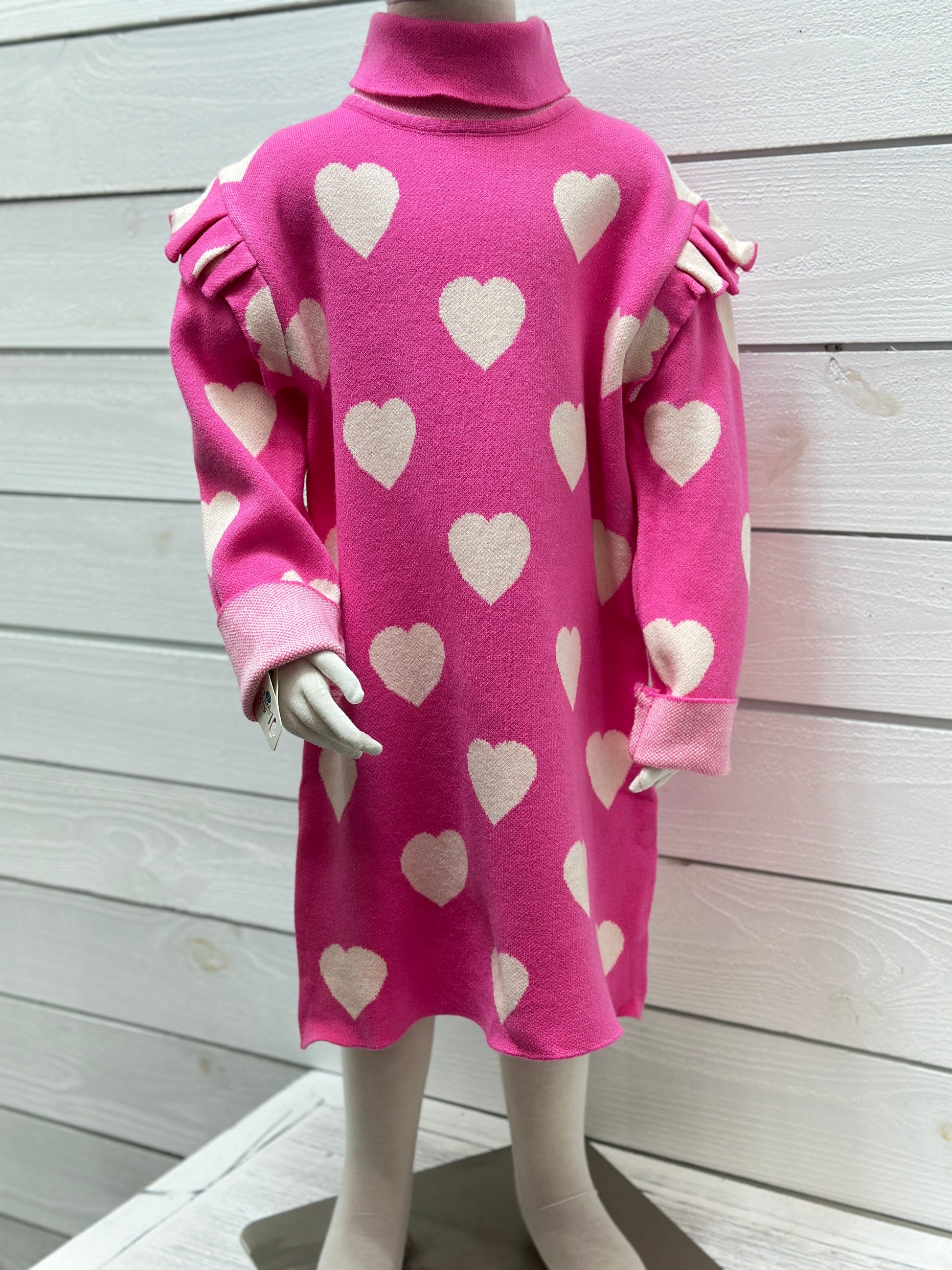 Warms My Heart Girls Turtleneck Sweater Dress