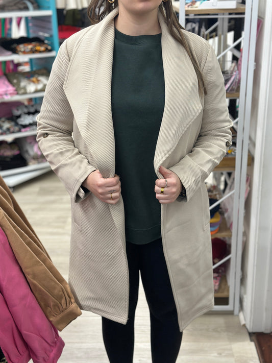 Light Taupe Knee Length Jacket
