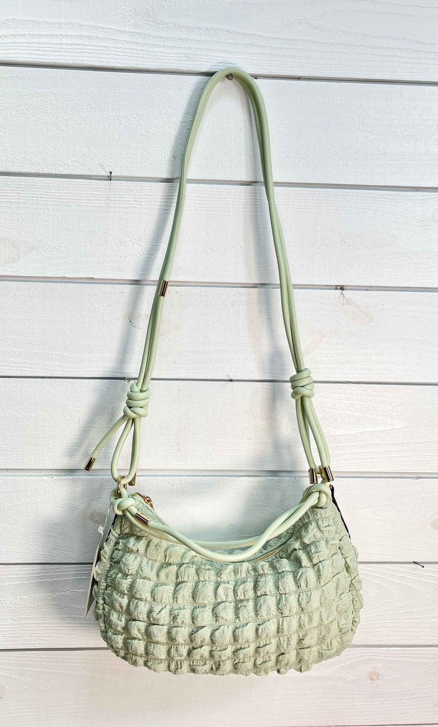 Nelly Quilted Puffy Shoulder Bag With Knotted Strap