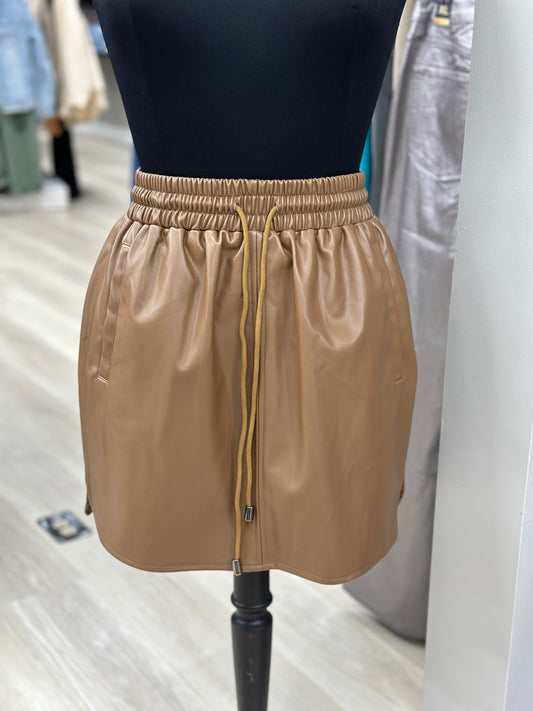 Faux Leather Skirt with Pockets