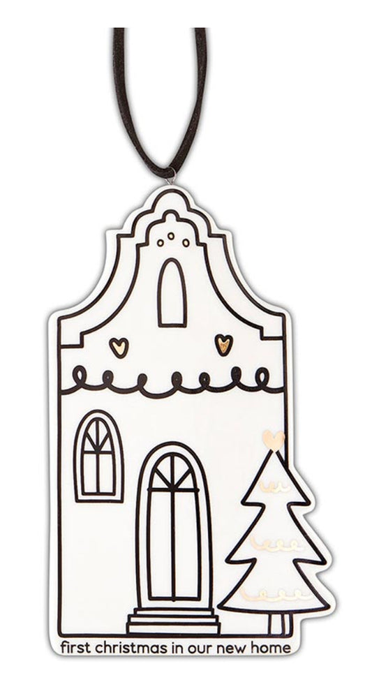 Ceramic First Christmas New Home Ornament Cardboard Book