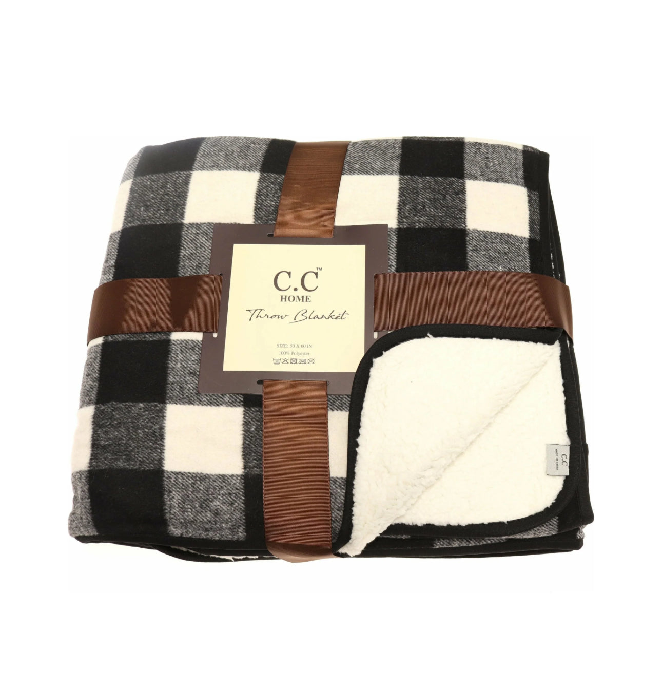 Buffalo Plaid C.C. Beanie Blanket Black/White