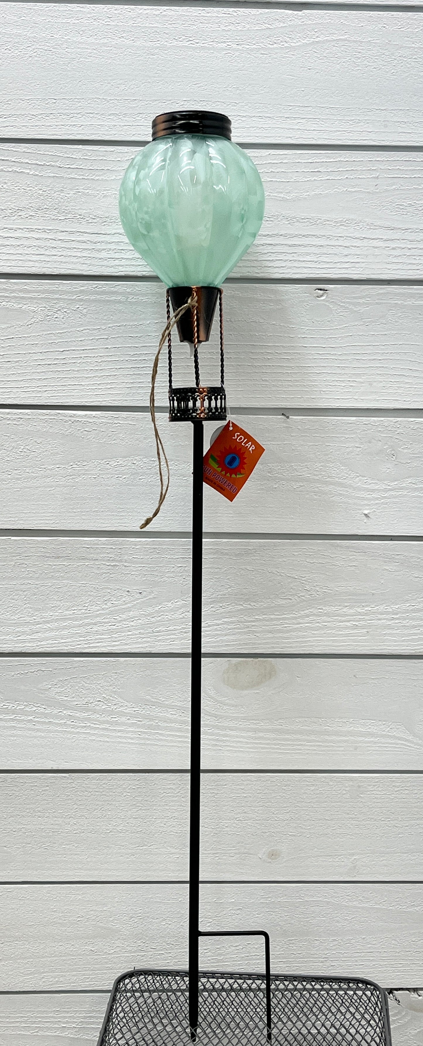 Patterned Glass Hot Air Balloon On Pole