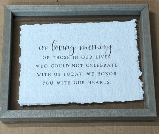 In Loving Memory Box Frame Acrylic Sign