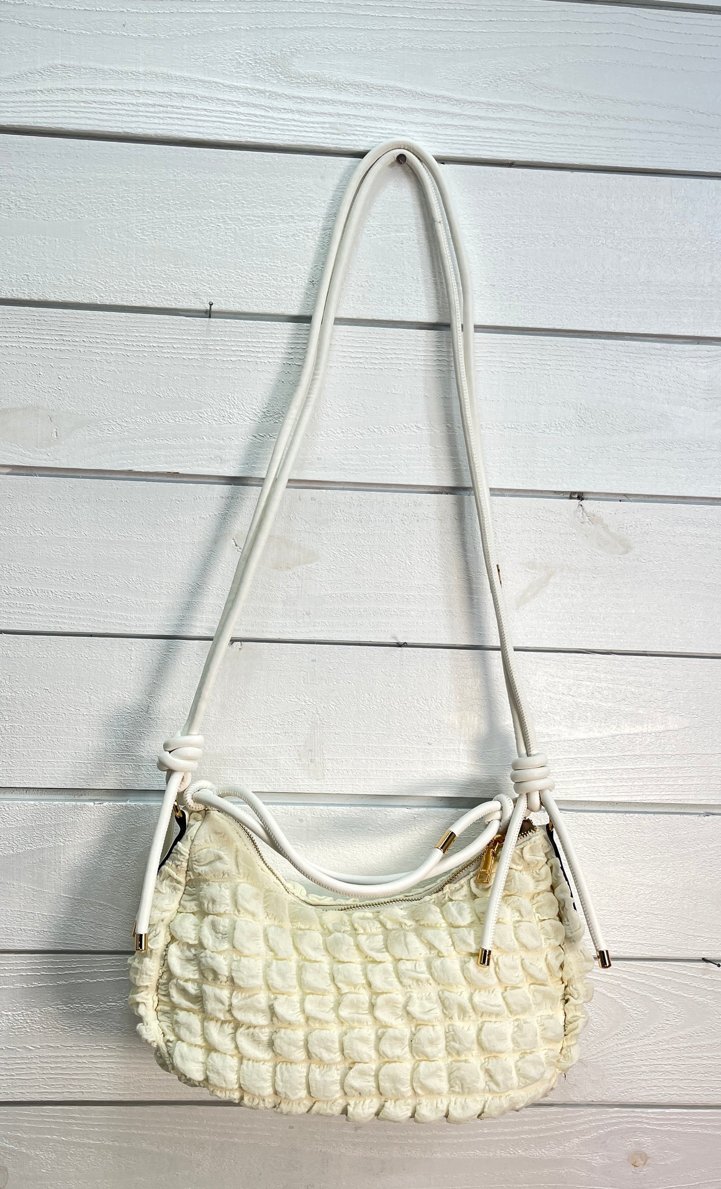 Nelly Quilted Puffy Shoulder Bag With Knotted Strap