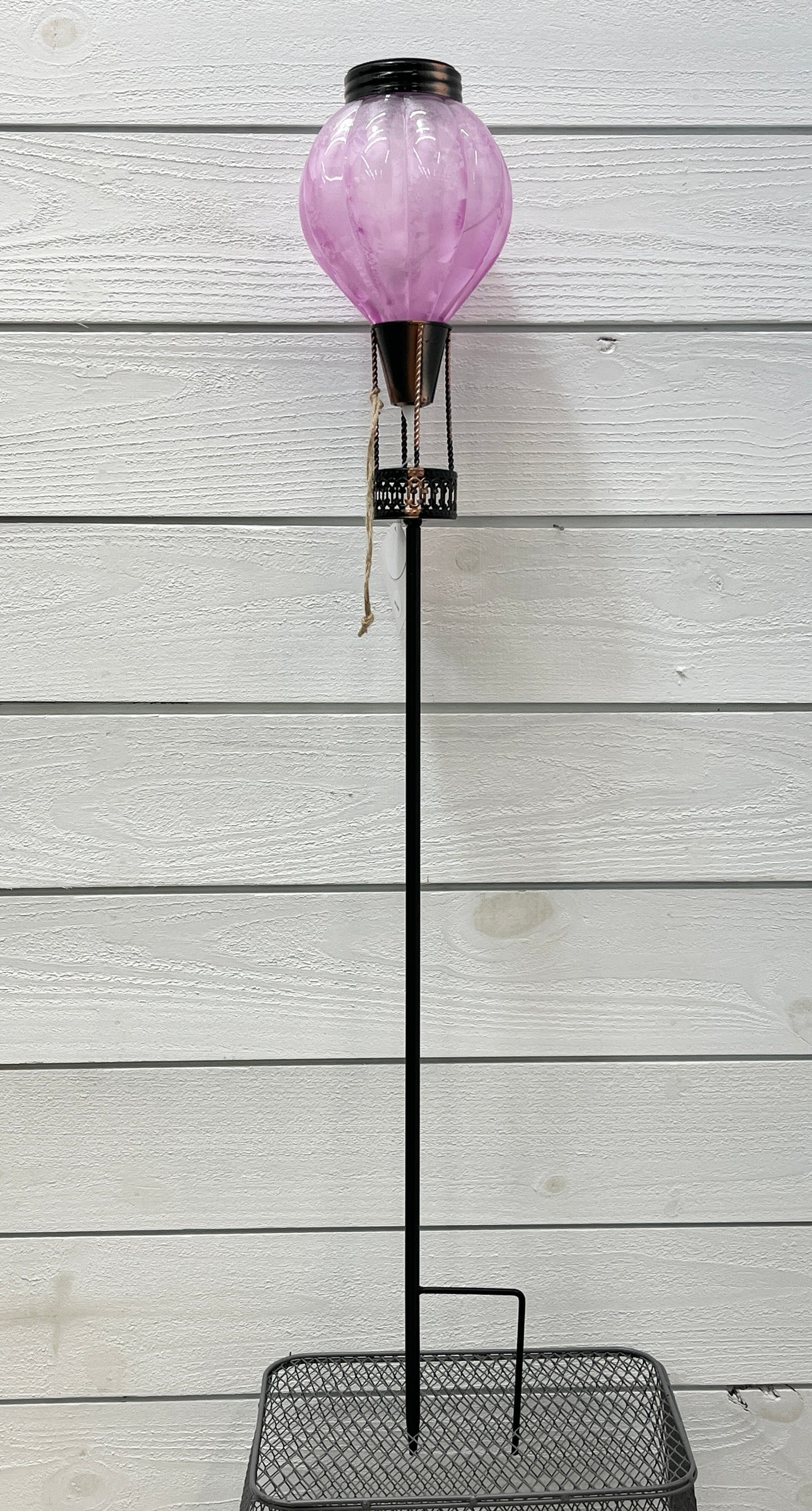 Patterned Glass Hot Air Balloon On Pole