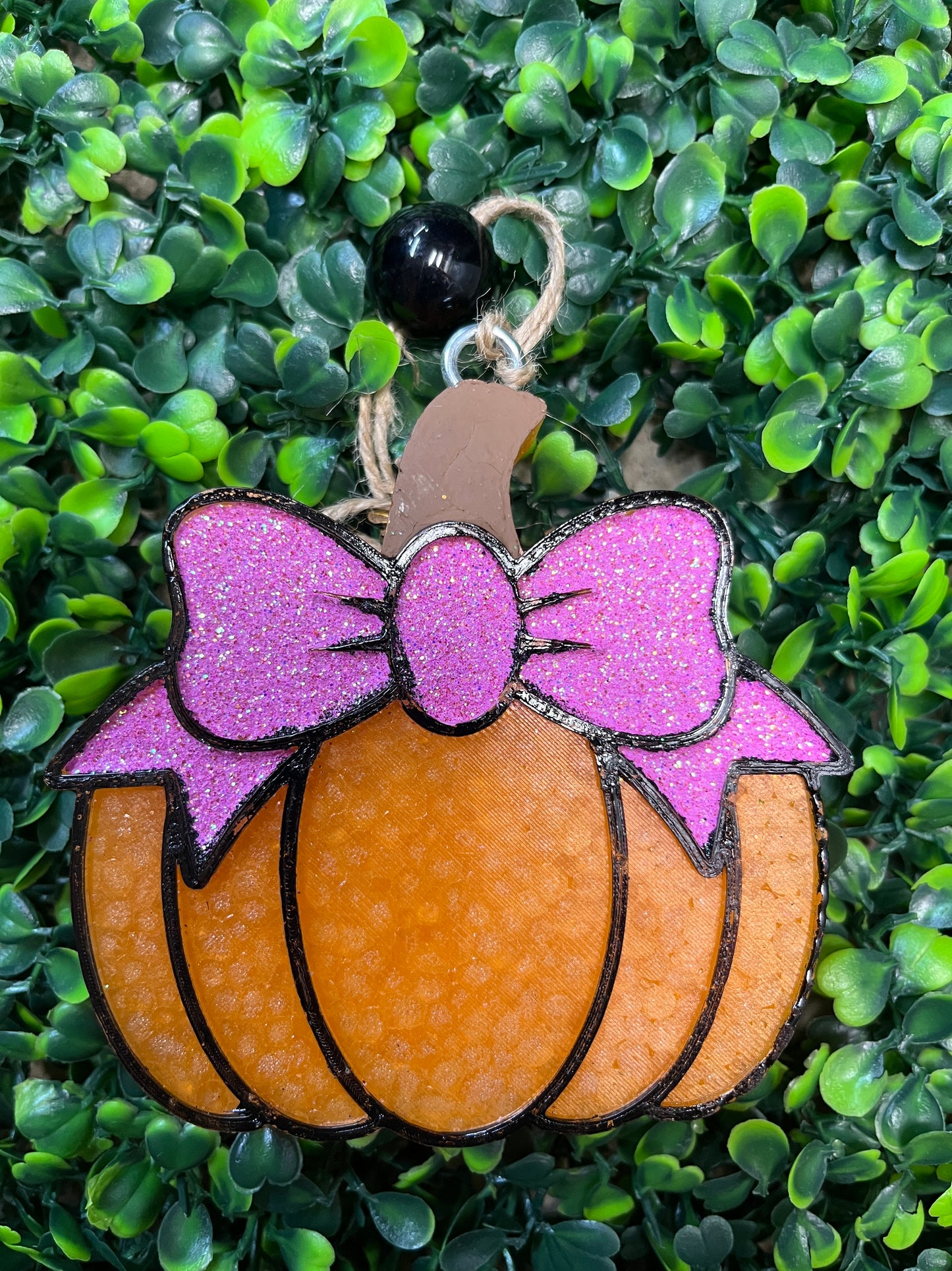 Orange Pumpkin With Bow Fall Car Freshies