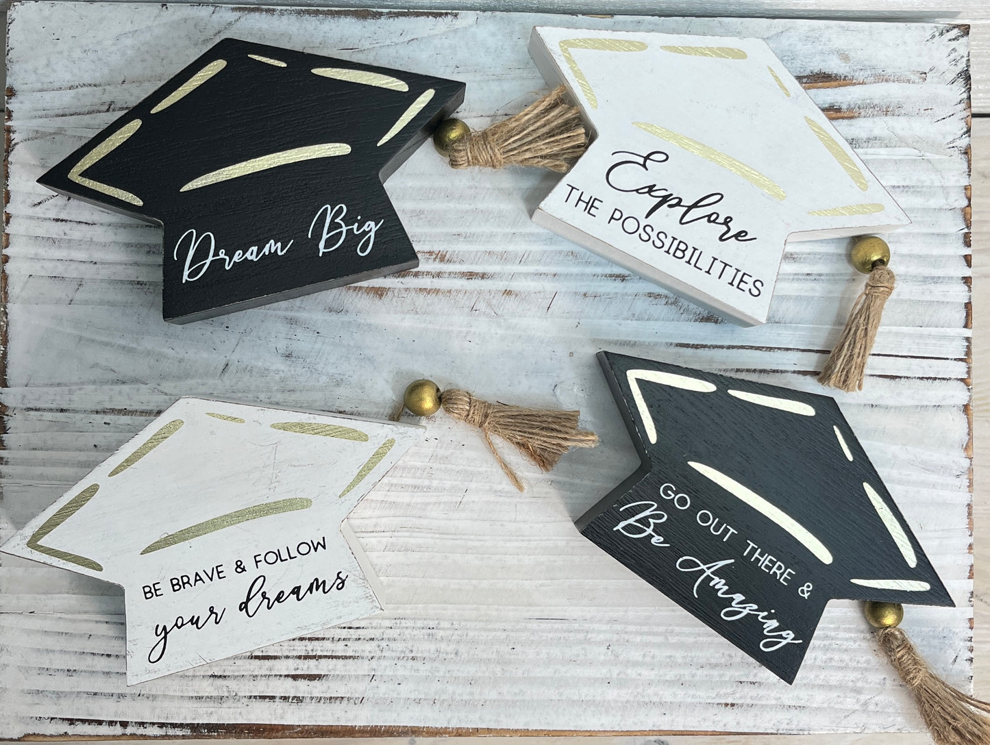 Wooden Decor Graduation Blocks With Tassel